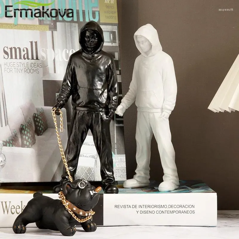 Dekorativa figurer Ermakova 2024 Rumsdekoration Creative Dog Walking Sculpture Ornament Abstrakt Modern Hem Desktop Study Office
