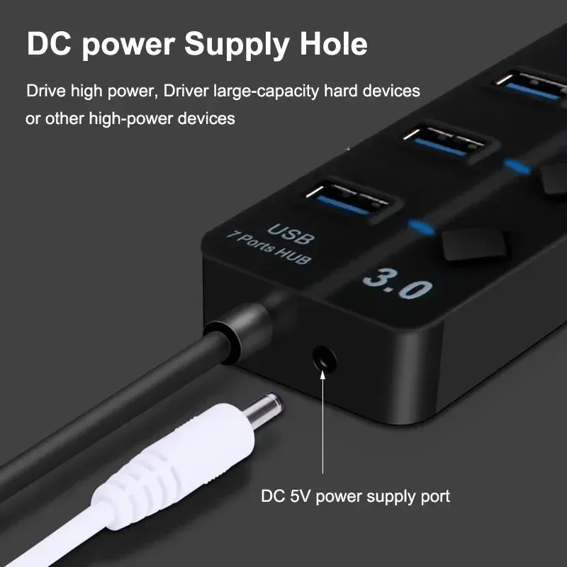 USB 3.0 Adaptateur d'alimentation 4 Port Multi USB Splitter Hub Hub Hub 2.0 USB Multiple Expander Switch Cable Hub Agking Stations