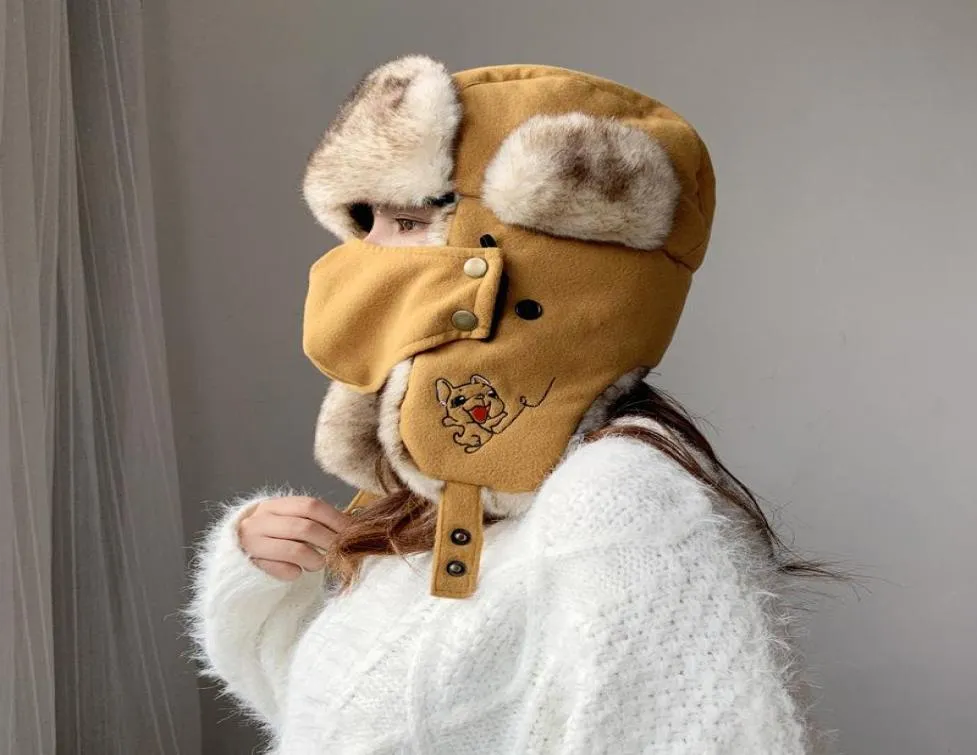 Berets Faux Fur Women Ushanka Hut Winter warmer Cartoon schöne y Cap Outdoor Radsportohrschutz Froschhülsen Bonnet Ski Mask6873425