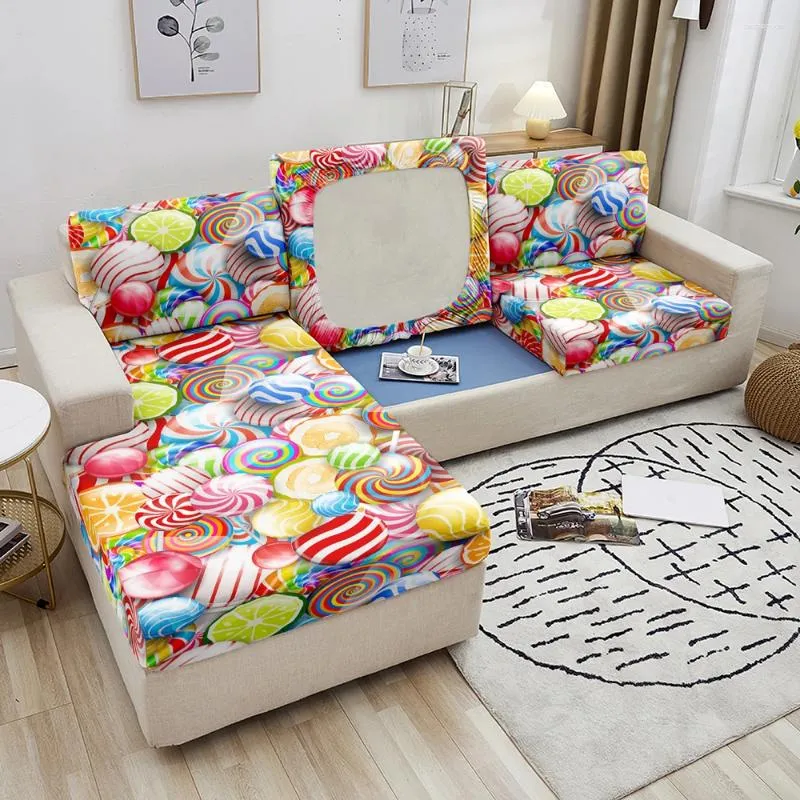 Couvre-chaise Candy Match Sofa Seset Cushion Cover Hamburg Print Food Series Stretch Washable Meubles Protecteur 1/2/3/4 Seater