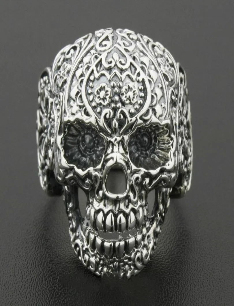 Solid 925 Sterling Silver Skull Ring Biker Rock Rock Punk Style Us Taille 8 à 127654294