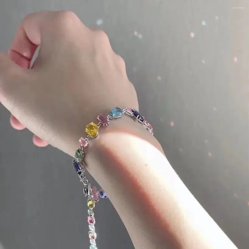 Correntes Colar colorido de cristal para mulheres Cadeia de bracelete