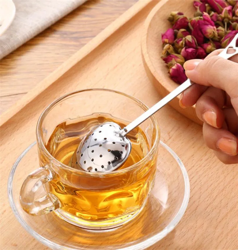 Spring Tea Time Heart Tea Infusser Conveniência Centro em forma de aço inoxidável Ferramentas de chá de aço de ervas Bola de folha solta Filtro com CHAI8009507