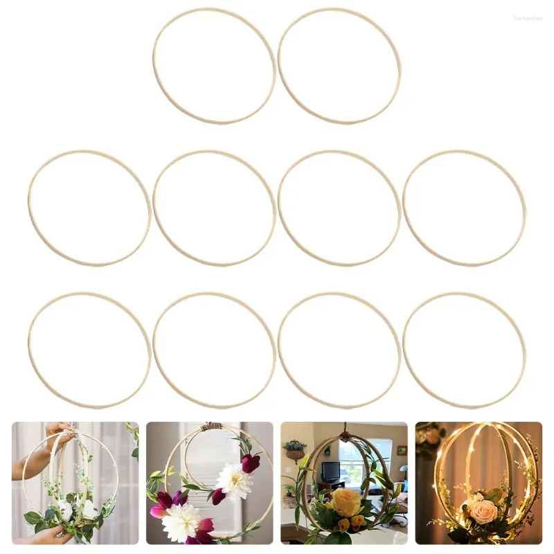 Dekorative Blumen 20 PCSDecorative DIY Weihnachtskranz Handwerk Material Kreis Rahmen Ring Jubiläum Leis Hoop Holz Traumfänger