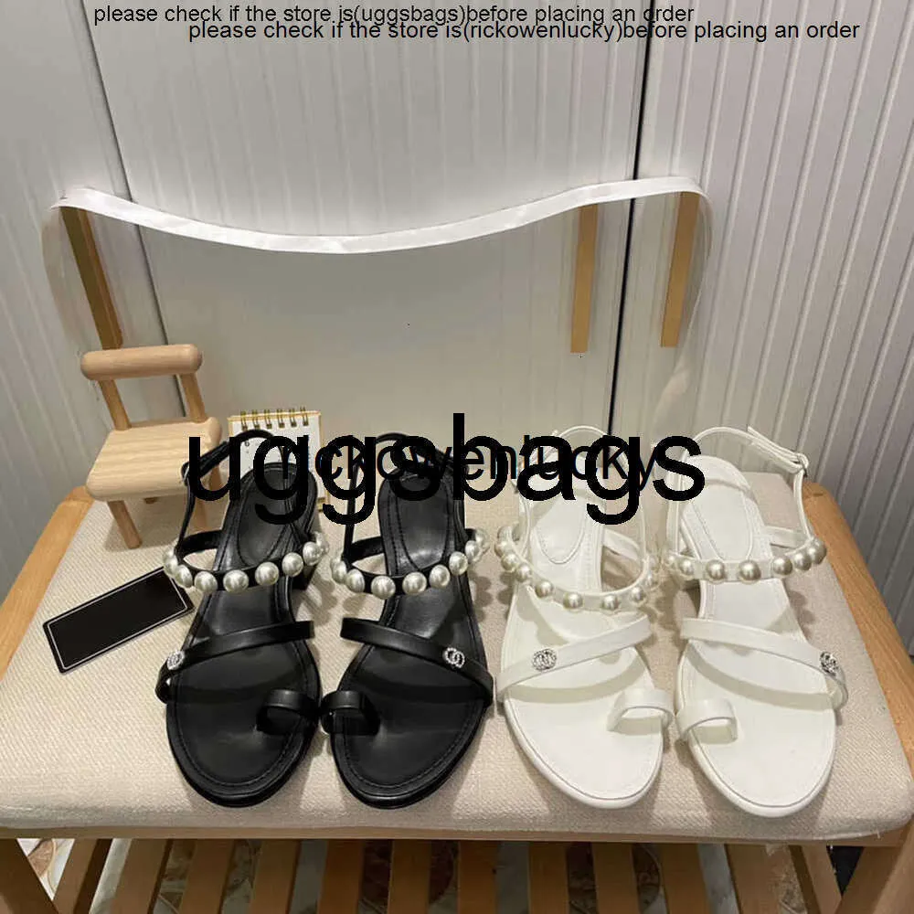 Chanells shoe Channel Sandals Chunky Heel c Pearl Women Lady Slippers Leather Slides Luxury Slip on Flat Ankle Flats Buckle Sandal Thong Flip Flops Mid Heels Party Dre