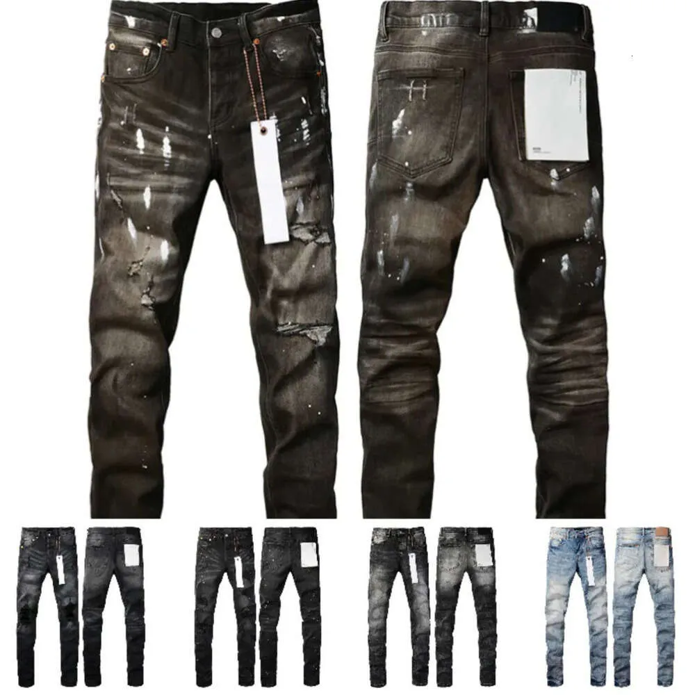 2024 Männer Jeans Purple Brand Street Modedesigner Jean zerrissene Vintage Hosen Herren Sommerloch Hight Grey Denim mit Tag für Männer Frauen Jugendliche zum Verkauf 44H