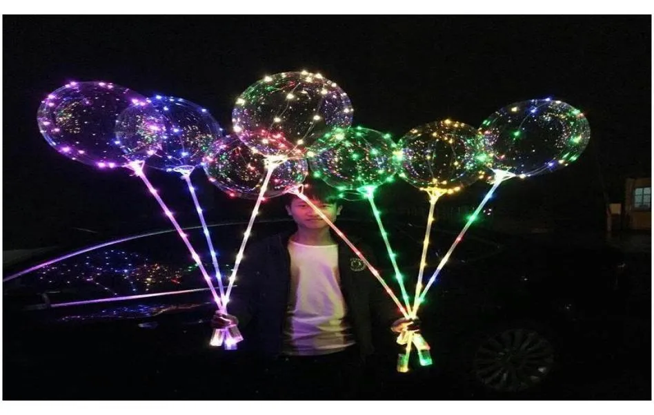 20 tum LED BOBO Balloon med 315 tum Stick 3M String Balloon LED Light Christmas Halloween Birthday Balloons Party Decor Bobo 5131193