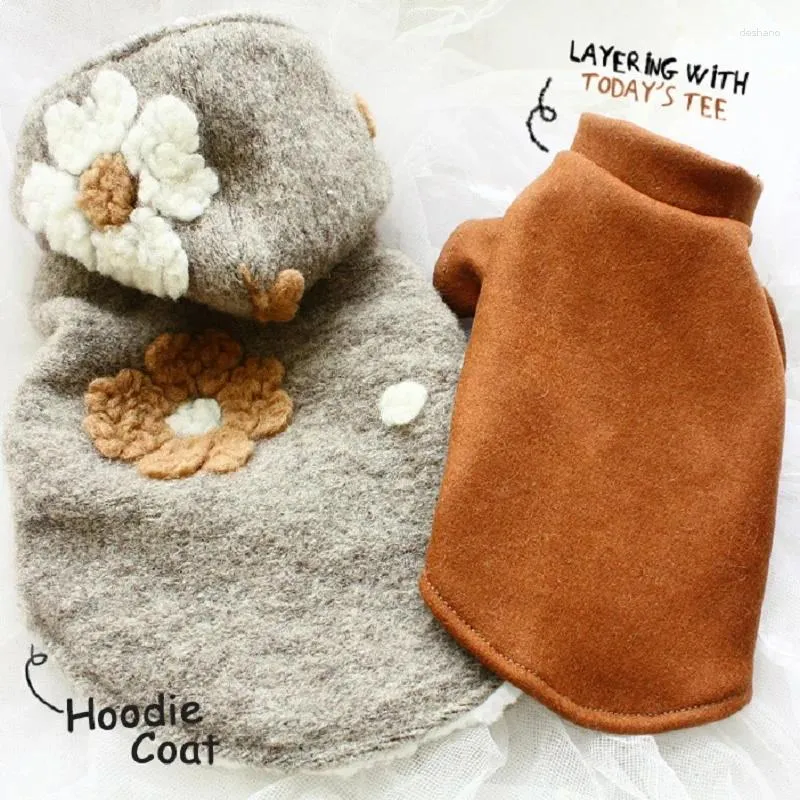 Vestuário para cães roupas artesanais de casaco de estimação gatos de lã de inverno lã de luxo tecido gêmeo conjuntos de jaqueta de capuz de capuz