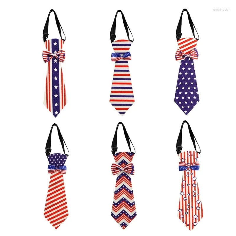 Bow Ties Unisexe Small Tie American Patriotics Independence Day Preteed Striped Nothtie Drop