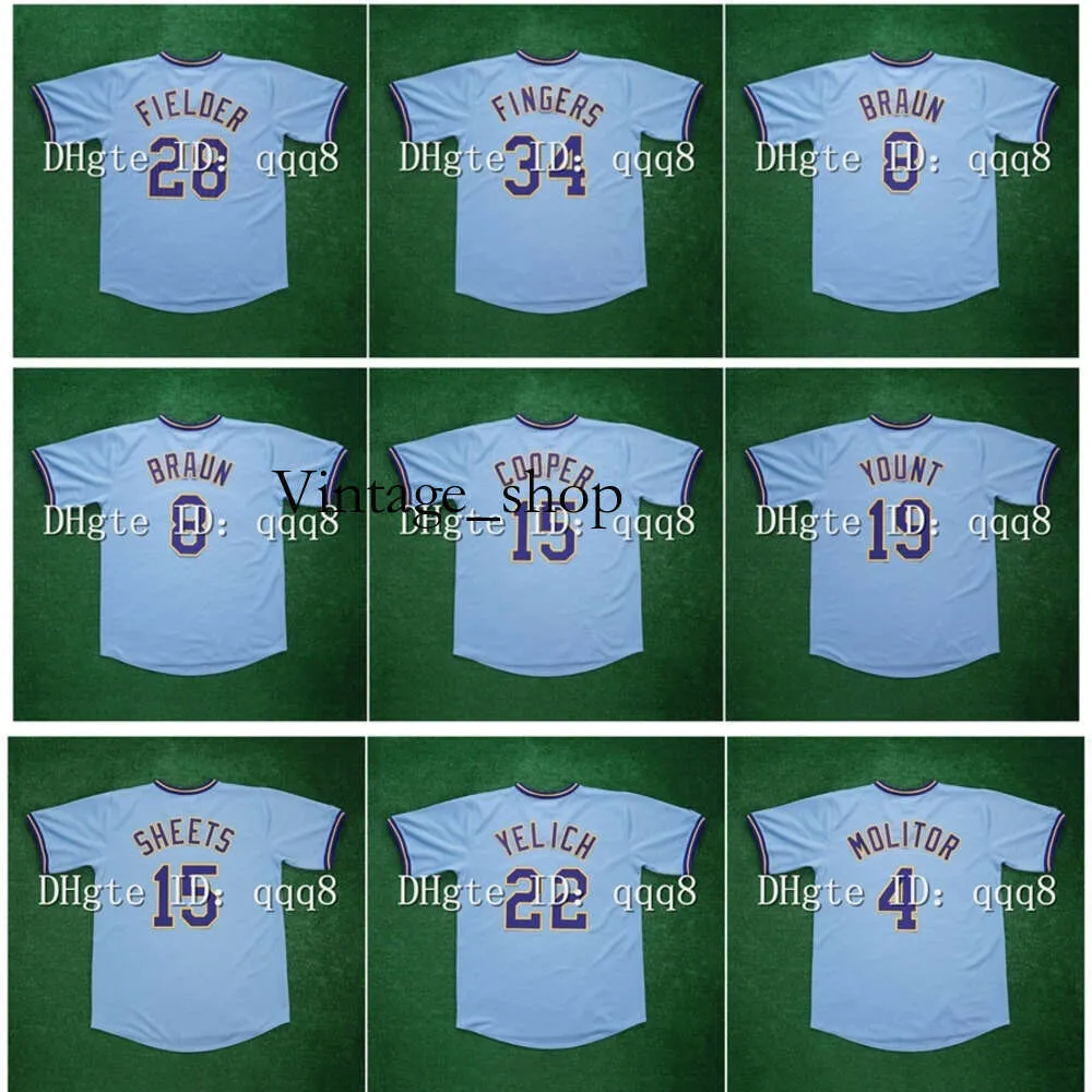 Vin Retro Milwaukee Paul Molitor Jersey Robin Yount Cecil Cooper 8 Ryan Braun Rollie Fingers 22 Christian Yelich Prince Fielder 44 Hank Aaron