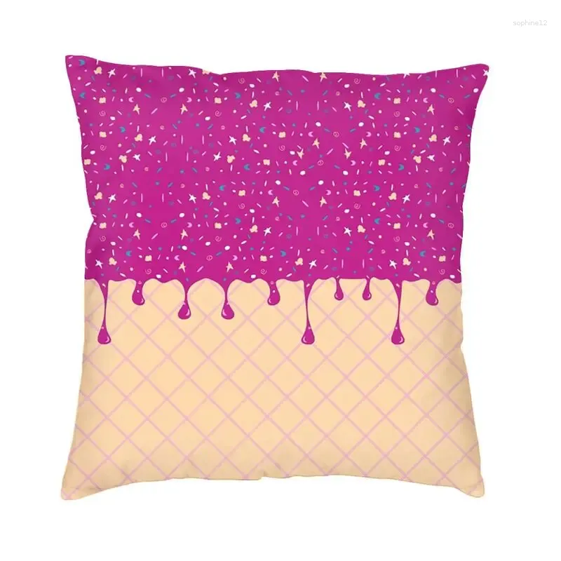 Pillow Melting Strawberry Ice Cream Pillowcover Home Decorative Waffle Pattern S Throw For Living Room Double-sided Print