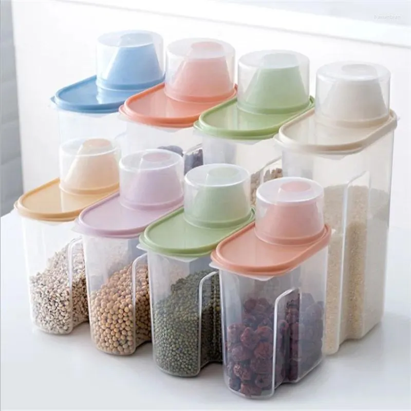 Bouteilles de rangement boîte en plastique étanche scellées grain de céréale transparent en céréales grossières