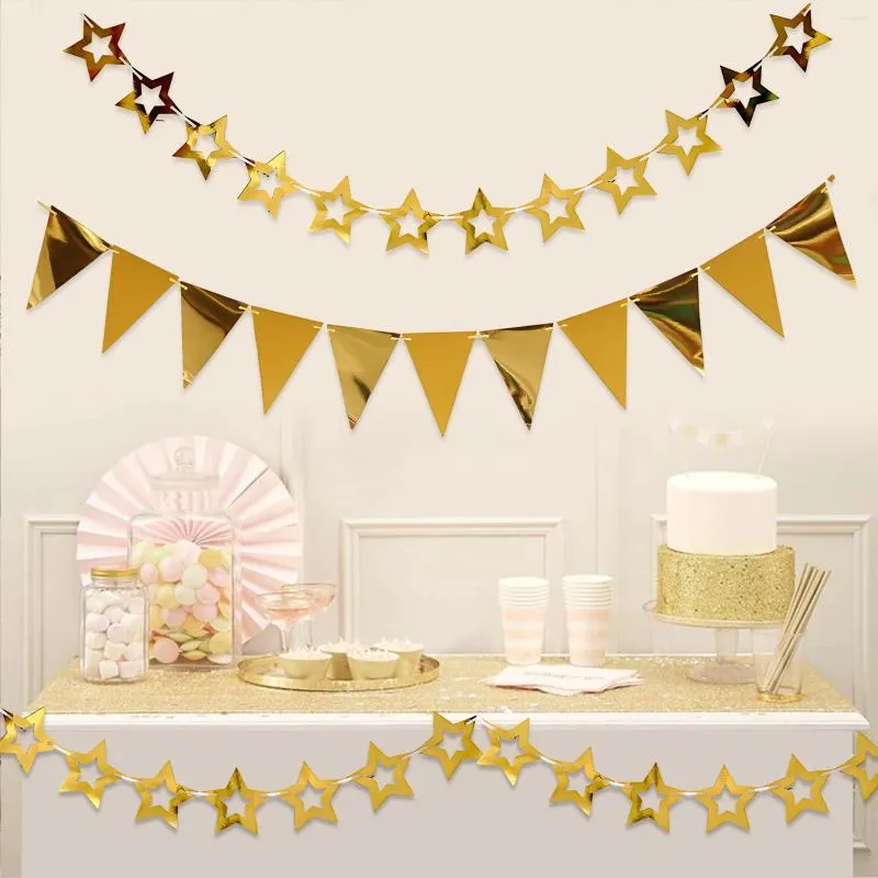 Party Decoration 3pcs Set For Birthday Hanging Banner Triangle Flags Pennant