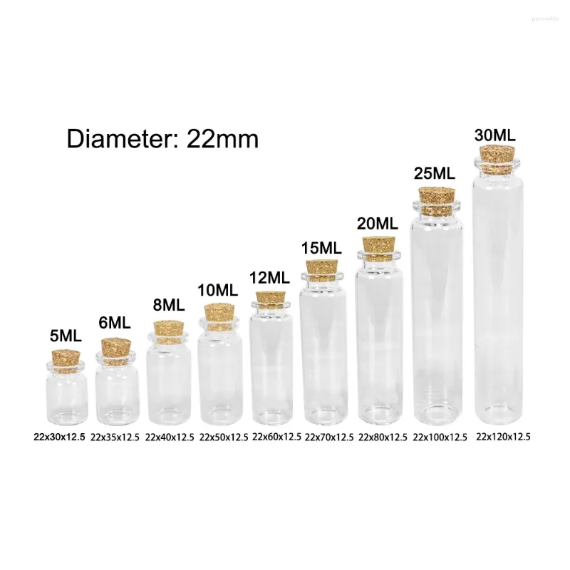 Bouteilles de rangement Drift Mini Message Decoration Vials Conteneurs 5 ml / 6ml / 8 ml / 10 ml / 12 ml / 15 ml / 20 ml / 25 ml / 30 ml Verre