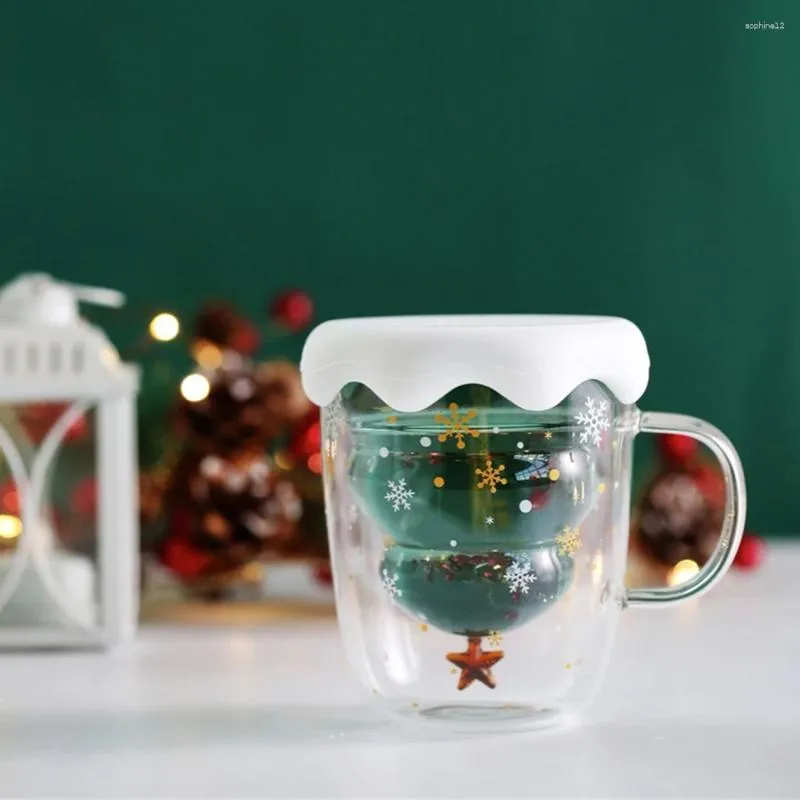 Wijnglazen cadeau cup glas dubbele laag huishouden gebruik hoog gewaardeerde creativiteit drankje kerst met deksel cartoon schattig