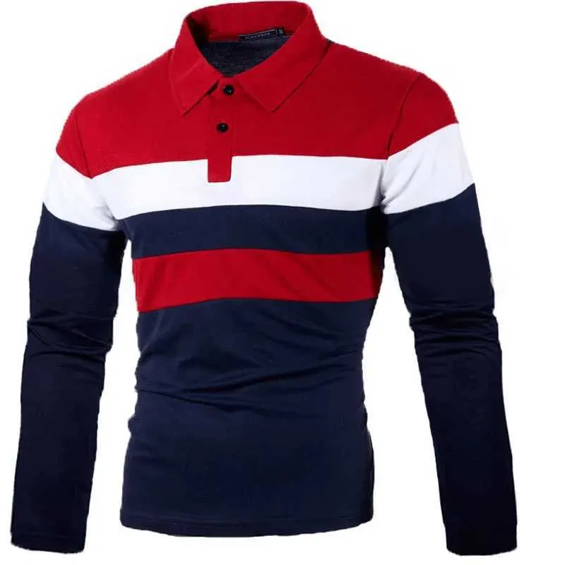 Herren Polos 2023 Neue Spring Mens Polo T-Shirt Langarmes Mode-Sport-Shirt Casual Wide Stripe Polo Herren Polo Revers Top My906L2405