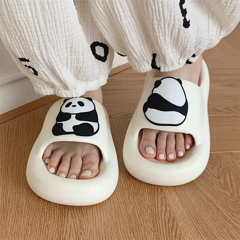 Zomer Kawaii Panda Slippers Home Eva Cloud Feel Slides Women Men Men Plus Size Animal Shoes Non-Slip House Slipper 240510