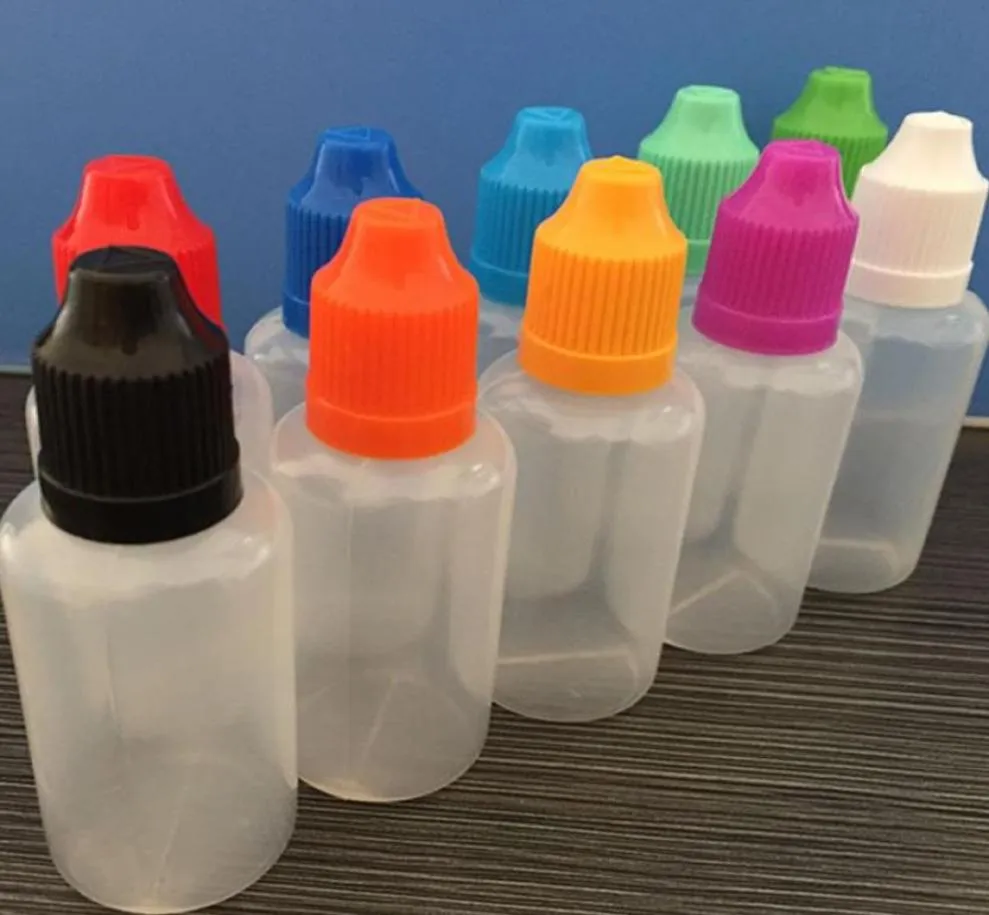 Colorf PE Dropper Bottles L 5ml 10ml 15ml 20ml 30ml 50 ml puntas de aguja con color tapa a prueba de niños punta de plástico eliquid drop deli6944337