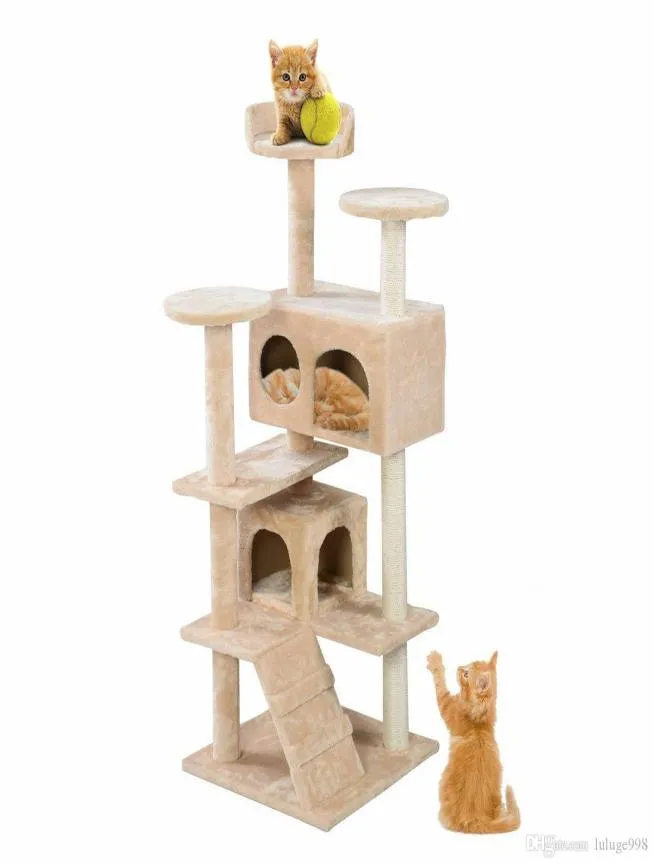 Nytt kattträdtorn Condo Furniture Scratch Post Kitty Pet House Spela Beige1909377