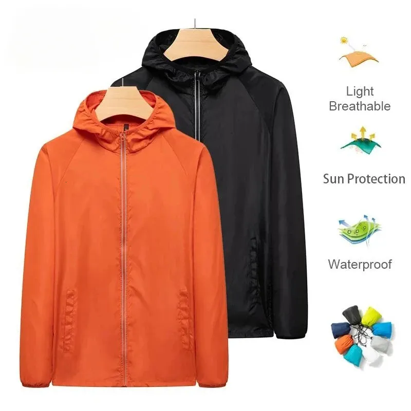 Hommes femmes randonnées à veste de vent de vent veste de camping unisexe aspect extérieur de protection uv rapide toit de pluie plus taille 7xl 240428