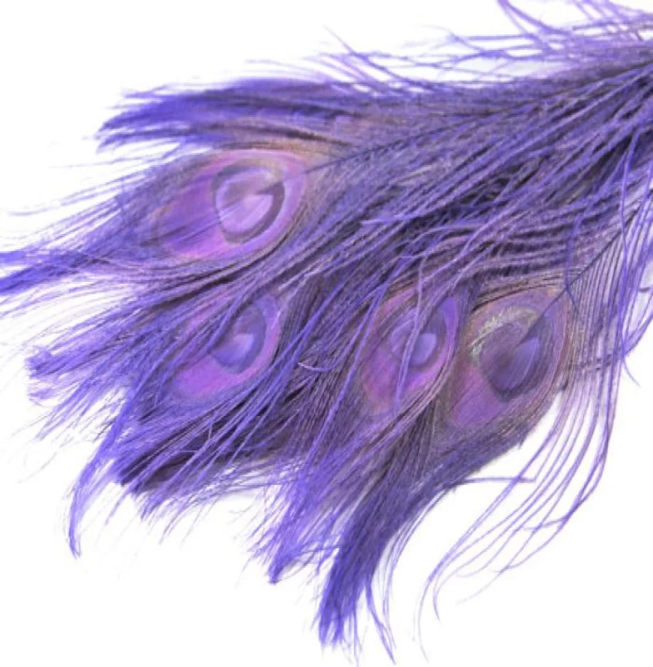 100pcs 1012inch2530cm Lavender Peacock Feather Crafts DisplayJewelry Party Fournitures Costumes décor9351784