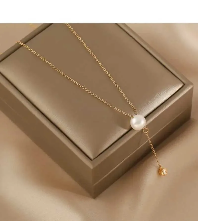 Colliers de pendentif minar minimalistes célibataires de perle en eau douce Colliers pendentifs pour femmes fille 14K réel boucles en cuivre plaqué d'or de bijoux en gros