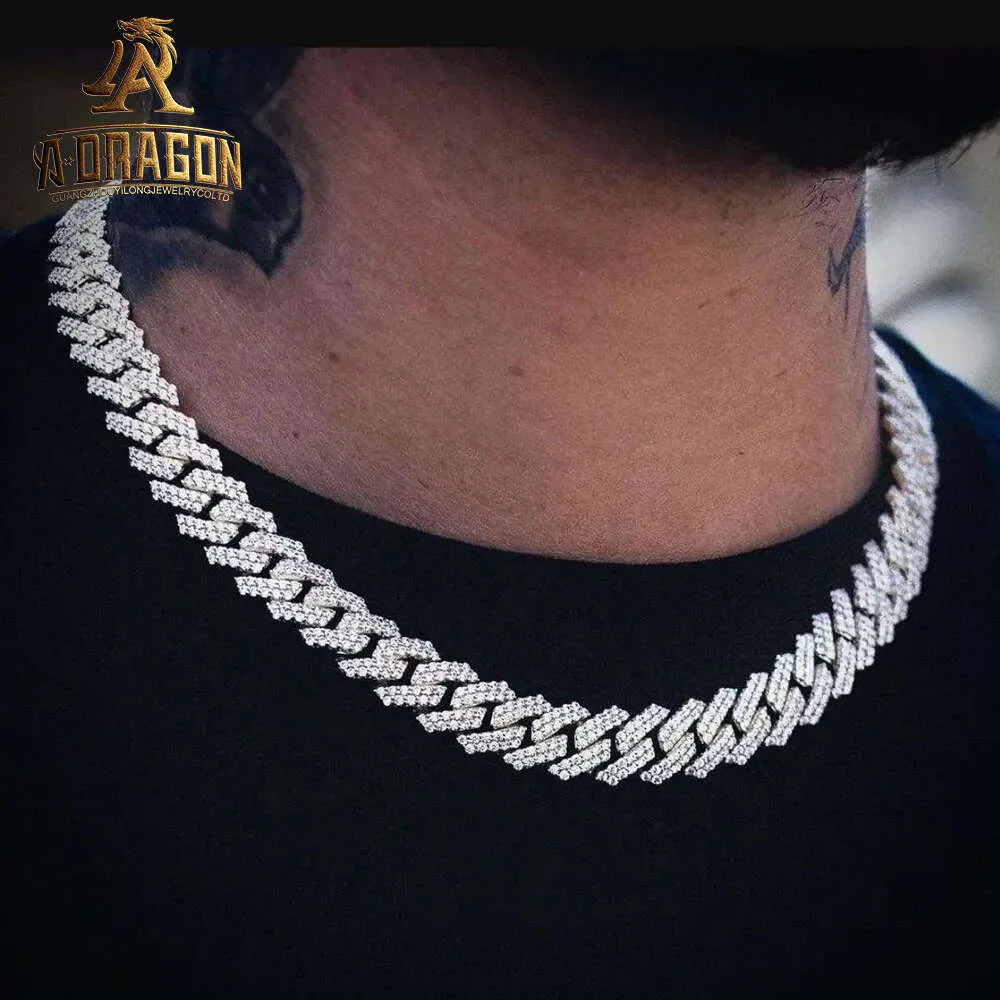 Echte 12 mm Iced Out Gold Moissanite Diamond Cuban Neck Chain Designs voor mannen die matchen met hanger