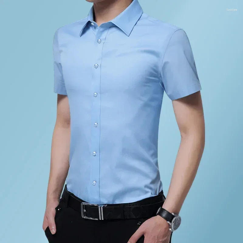 Camisas de vestido masculinas 2024 Plus Camisas M-8XL Casual Camisa de manga curta Camisa Slim Fit Office