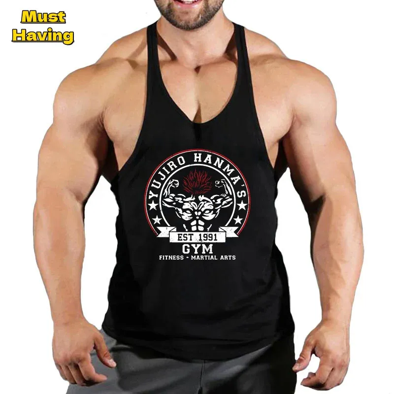 Baki Print Stringer Mens Sports Tank Top Mięsień Trening bielizny Gym Ćwiczenie Fitness 240511