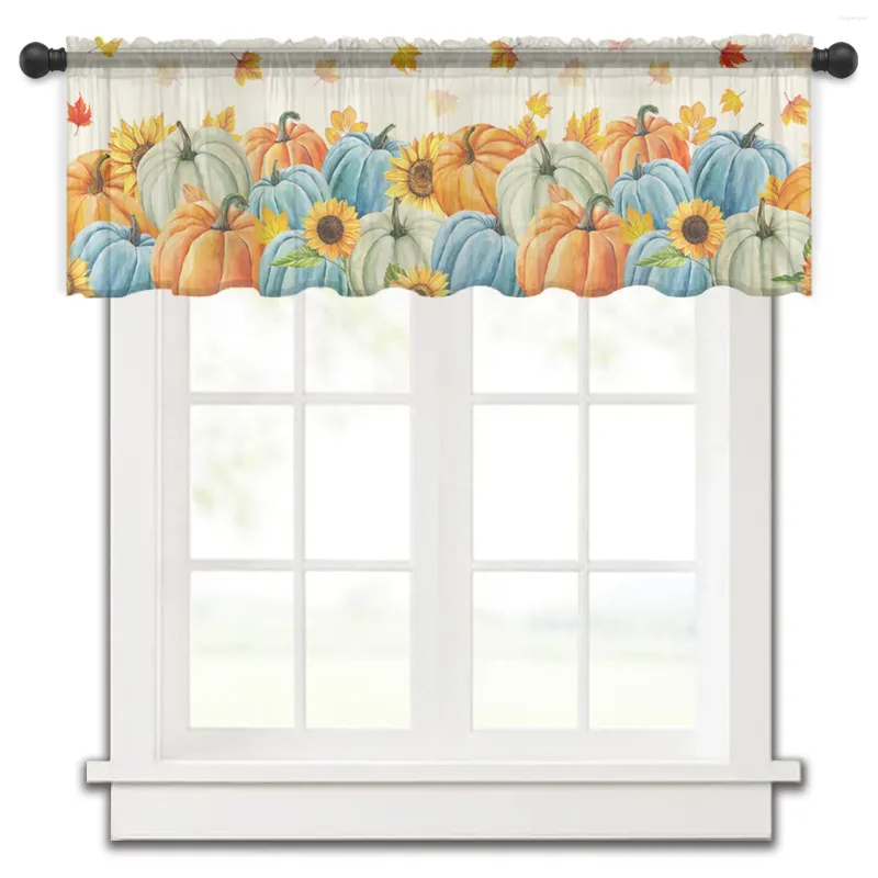 Vorhang Thanksgiving Kürbis Sonnenblumen Küche Vorhänge Tüll schiere kurze Wohnzimmer Wohnkultur Voile Vorhänge