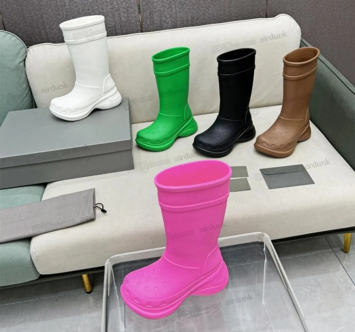 Men Women Rain Boots Designers Boot Drica Bottled Non Slip Rubber Rubber Platform Bootie Fashion Knight Boot Color مع Box 36-456168075