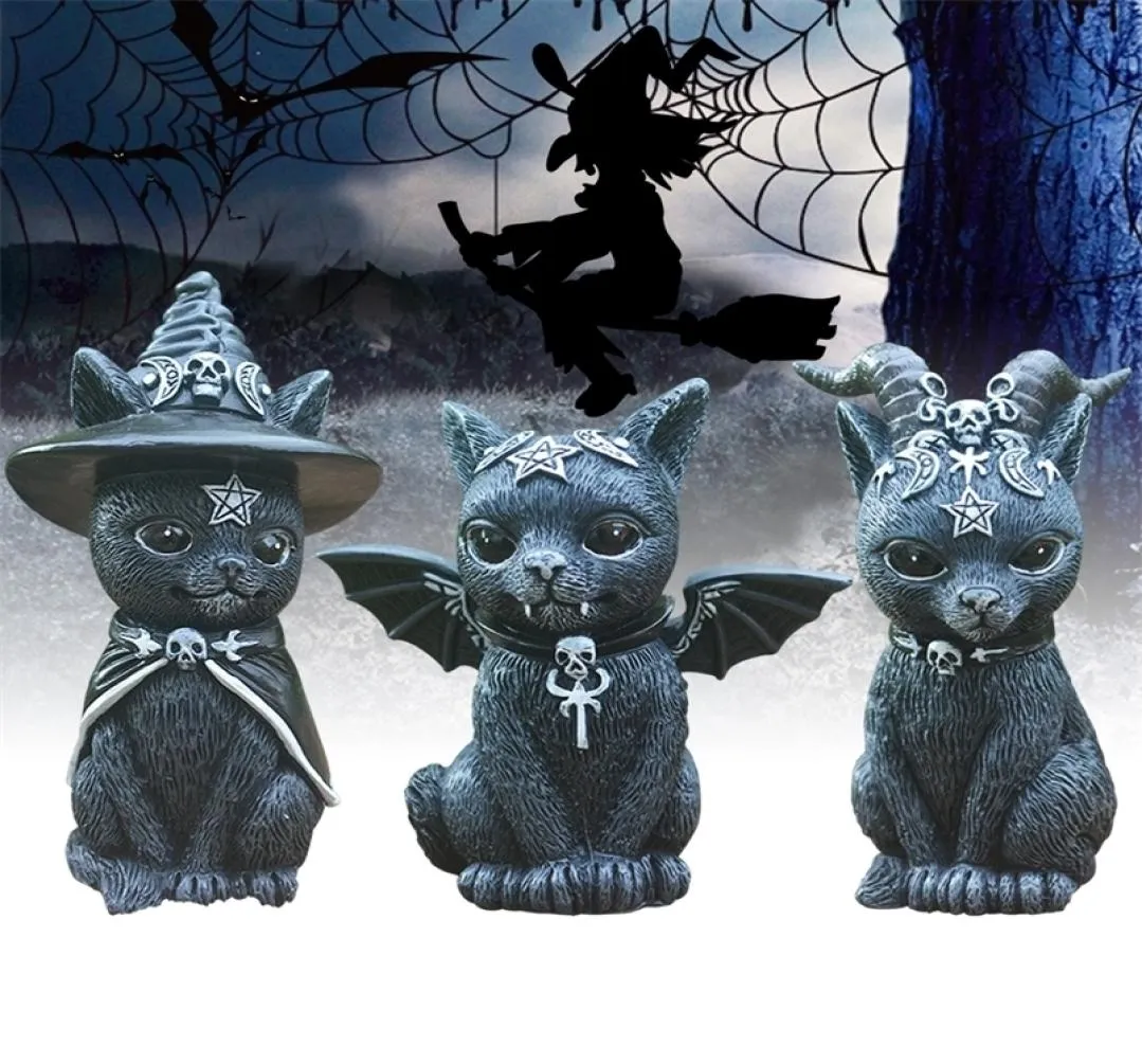 Garden chaton statue figurine magie artisanat décorations animales sculpture sorcière arg de chat résine extérieur décor bel 2208111864860