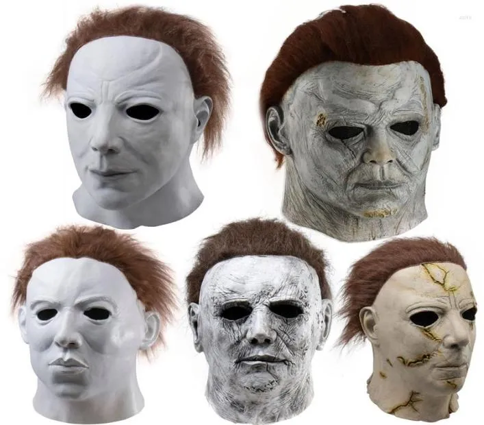Parti Maskeleri Cadılar Bayramı Korkunç Yüz Maskesi Michael Myers Korku Cosplay Costume Latex Props Erkekler Yetişkin Çocuklar Tam5596878