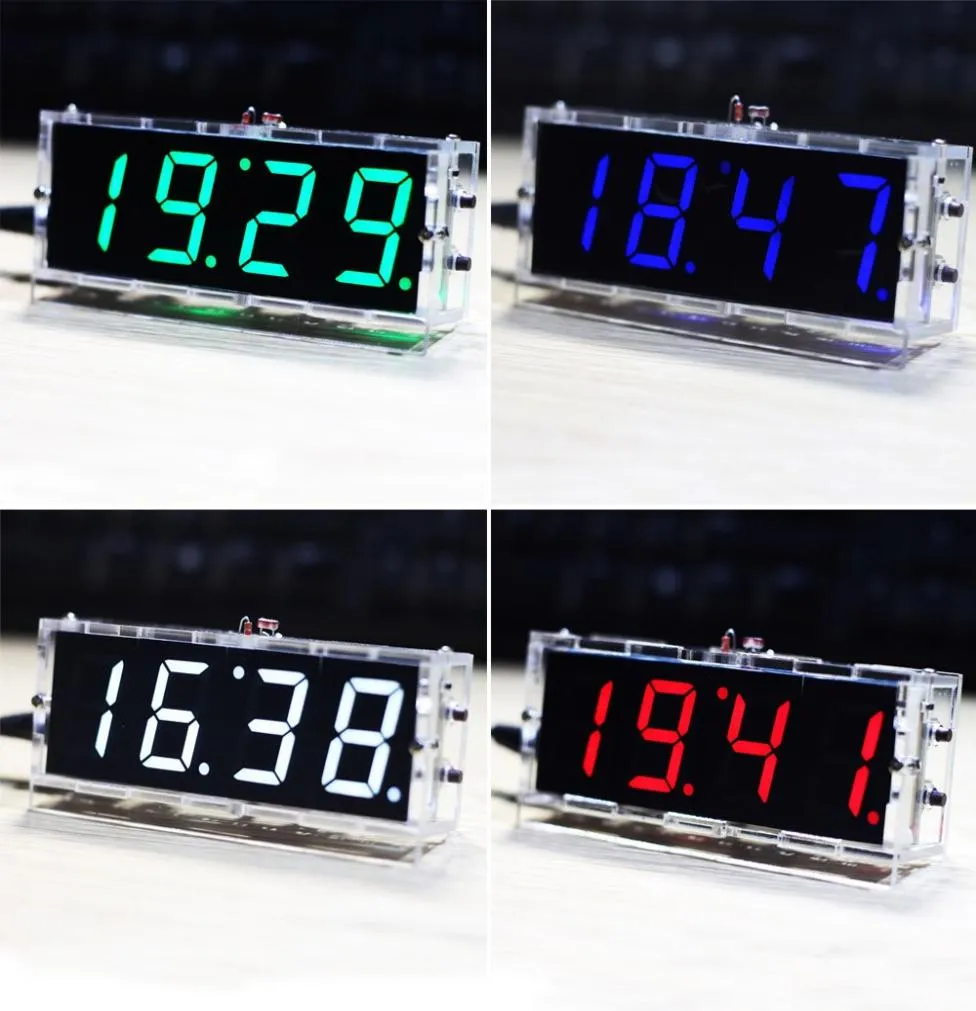 Digital Alarm Clock Digit DIY Electronic Clock Kit Module LED Light Control Temperature Date Time Display Large Sn for Table Desktop8132611