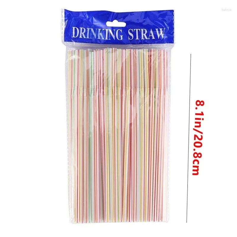 Disposable Cups Straws 100-600 Pcs Elbow Plastic For Kitchenware Bar Party Event Supplies Striped Bendable Cocktail Drinking