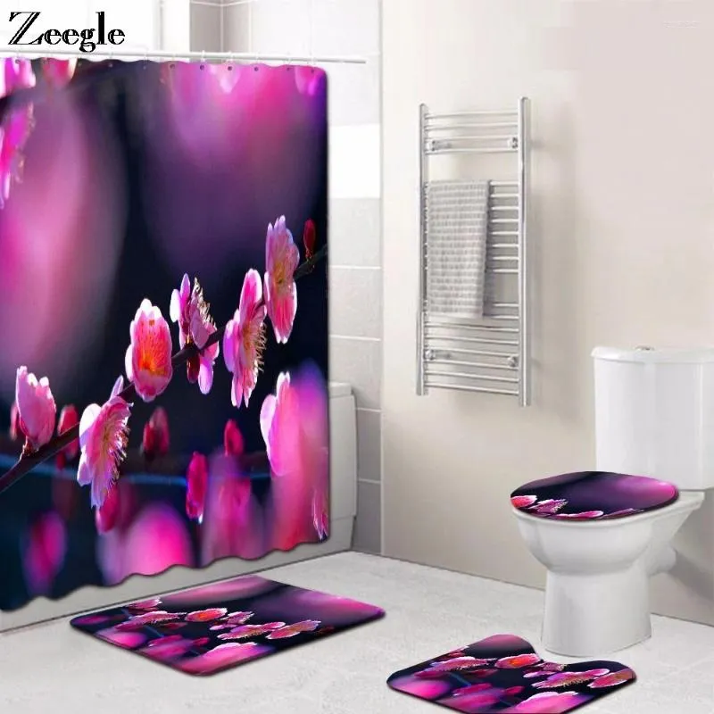 Maty do kąpieli Zeegle Kwiata zasłony prysznicowej Mata Dekoracja łazienki