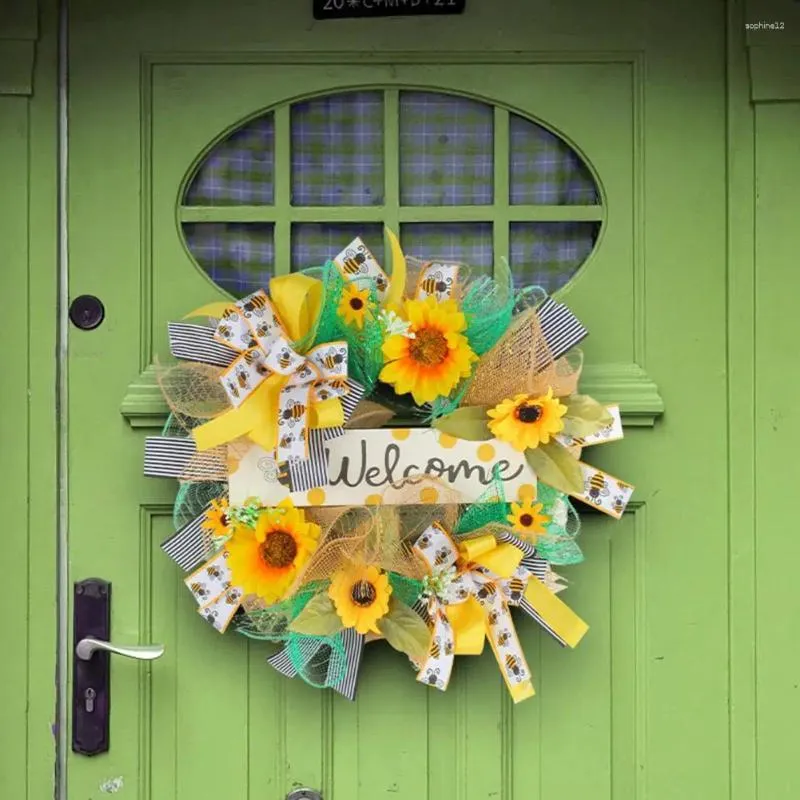 Decoratieve bloemen Bloemkrans Weerbestendig gemakkelijk te zorgvuldige kleurfast geen water niet verwelken Sunflower Bee Festival Holiday Garland