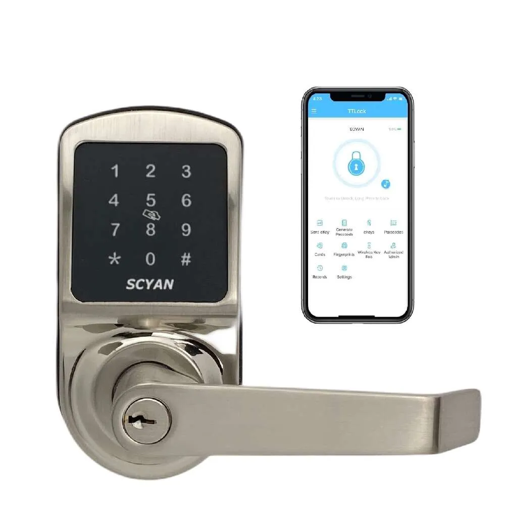 Smart Keyless Door входной дверь Scyan X2 Lock Lock, с доступом к клавиатуре с сенсорным экраном, автоматической блокировкой, подходящей для семей, арендованного корпуса Airbnb, атласного никеля