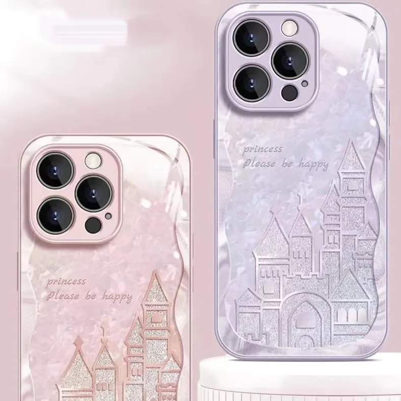 2024 Новый минималистский корпус Creative Castle Liquid Glass Phone, подходит для iPhone 15/14/13/12/11/x/xr/xs