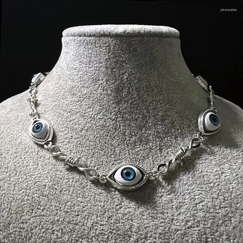 CHOKER CREATION Уникальный хип -хоп -голубой ожерелье для глазного яблока Женское странное стиль Стиль Хэллоуин Праздничные ювелирные изделия