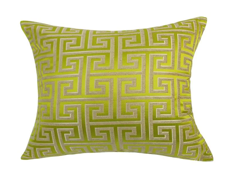 HineAeex Classical Gold Green Geometric Woven Jacquard Home Fashion Chenille Cushion Cover Decoratief vierkant aangepaste kussensloop 45520424