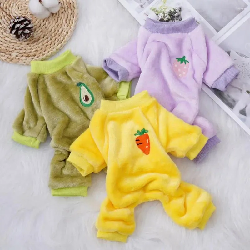 Dog Apparel Cozy Jumpsuit Breathable Pet Pajamas Fruit Pattern Cat Winter Four-legged Bodysuit Dress Up