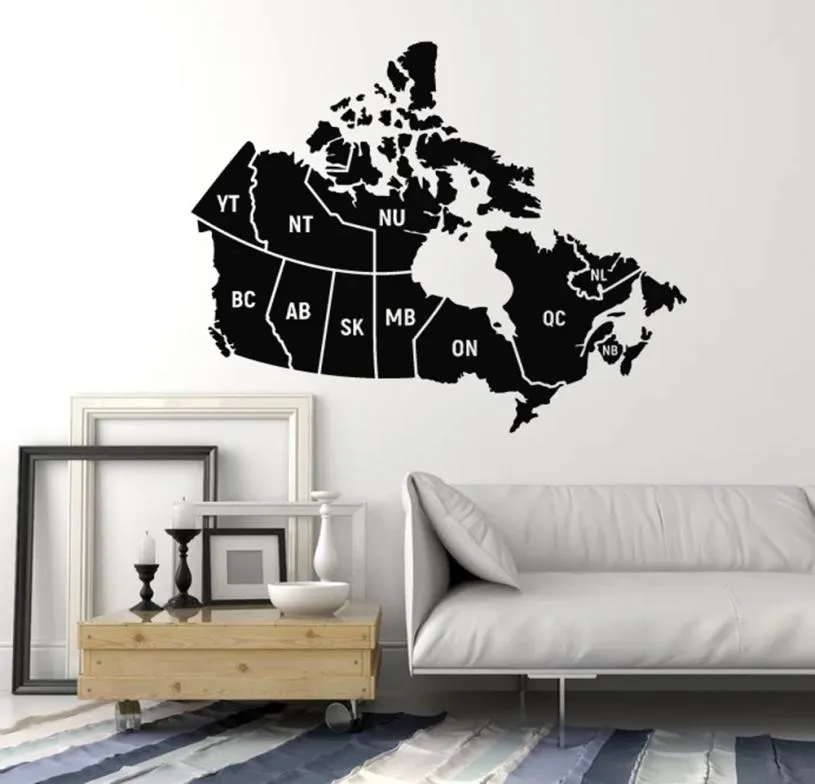 Canada Map Vinyl World Wall Sticker Stylish Home Decor For Living Room