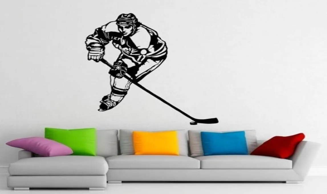 Hockey Wall Sticker Sticker Stickers and Mural For Nursery Kid039 Salle Sport Mur Art pour décoration intérieure Joueur de hockey sur glace Silhouett5183343