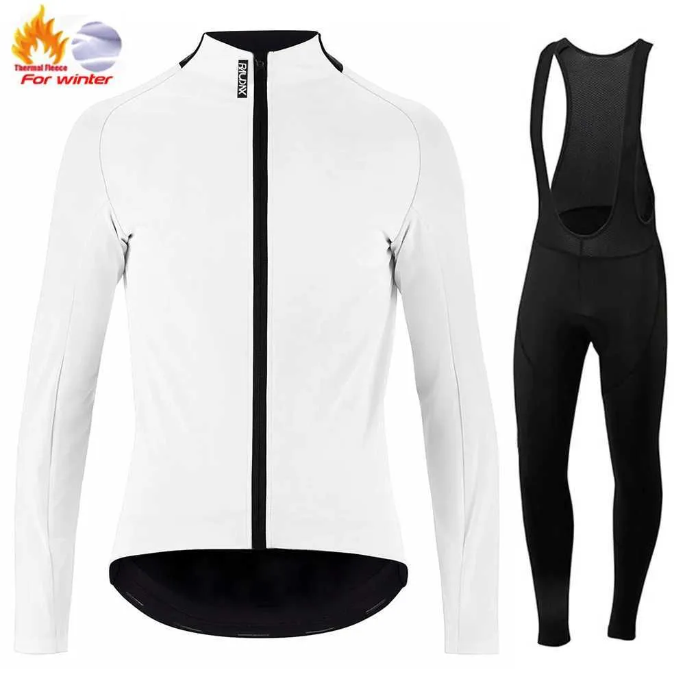 Hayranlar Tees 2024 Raudax Kış Ceket Yarışı Uzun Kollu Jersey Set Sıcak Yün Bisiklet Triatlon Yolu Giyim Q240511