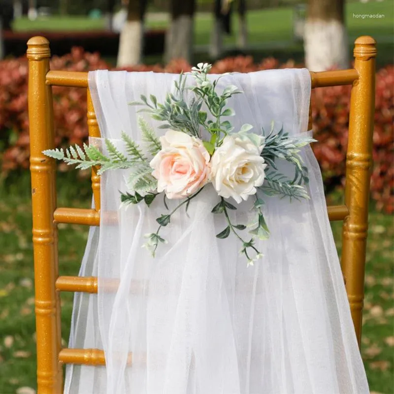 Fiori decorativi sedia 1pc posteriore fiore piante artificiali copri bouquet decorazione di nozze feste outdoor home giardino arredamento