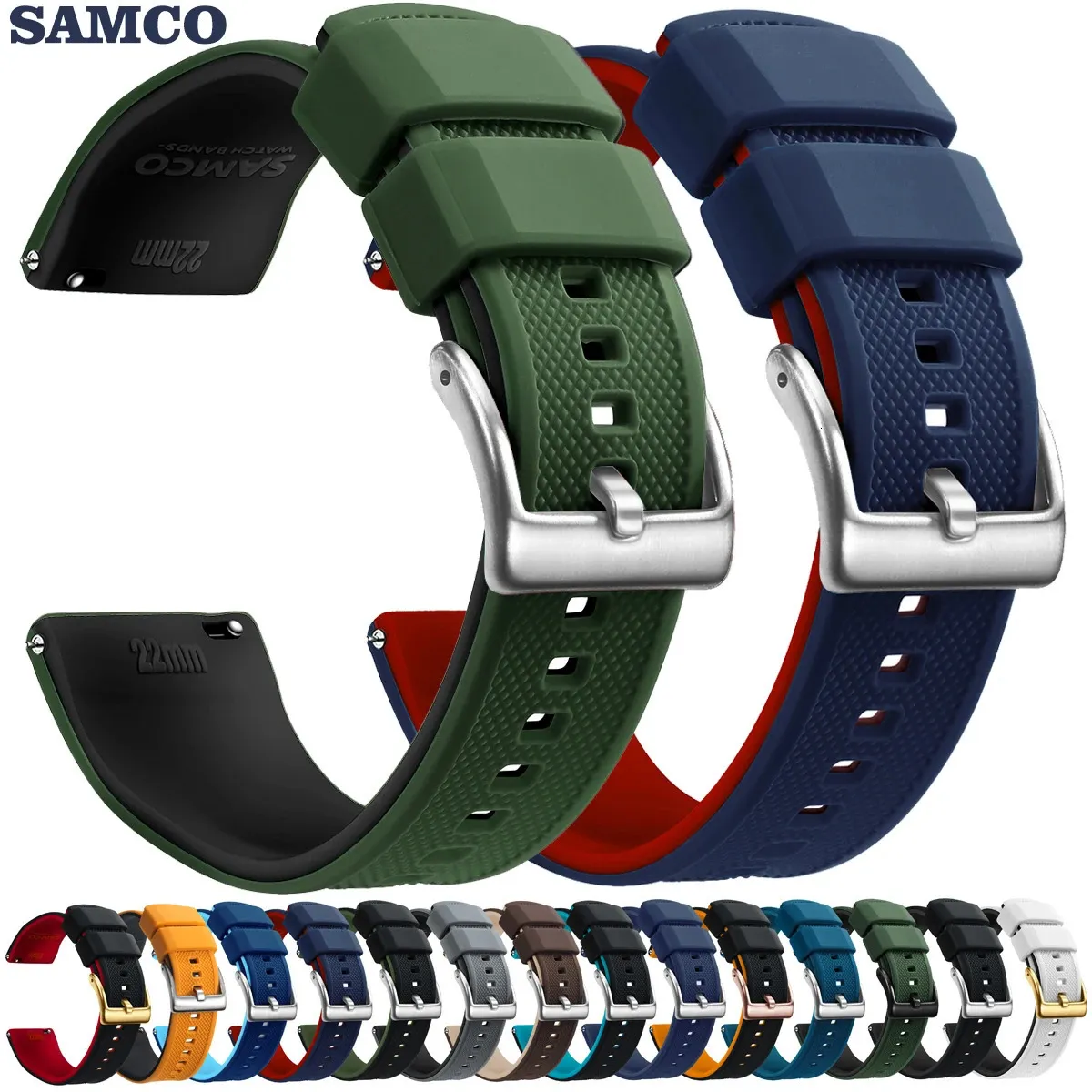 Premium Silicone Watch Band Quick Release Gummiband 18mm 20mm 22mm ersättningsklocka 240510