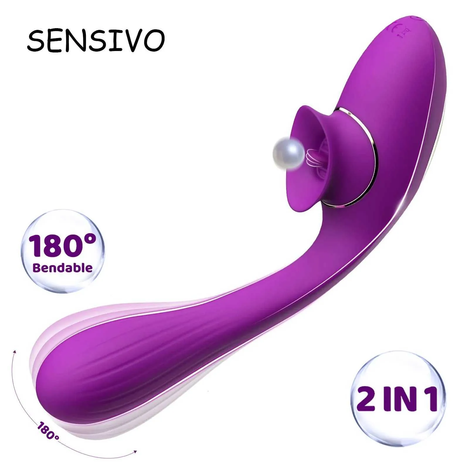 Diğer Sağlık Güzellik Ürünleri Sensivo 2, 1 Vajina Yalanma Sucking Vibratör Kadınlar için Bükülebilir Klitoris Stimülatör G Güçlü Titreşim Dildo Oyuncakları T240510