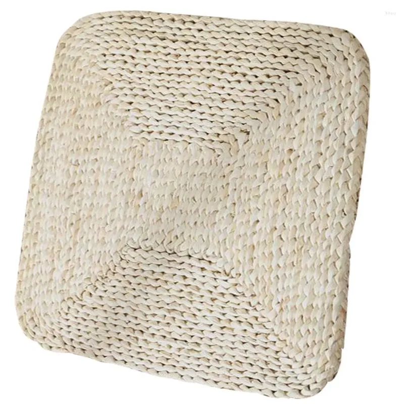 Oreiller des oreillers carrés pouf pavé de sol de chambre à coucher de chambre à coucher nature naturel des tapis de paille tissé méditation siège intérieur