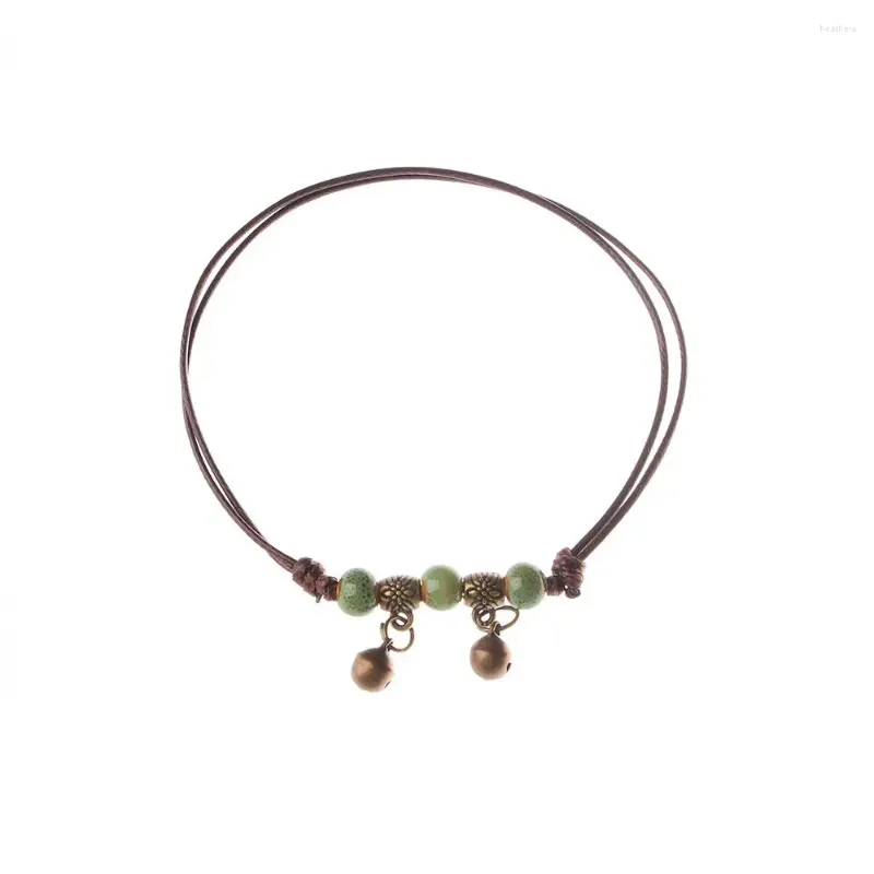 Bracelets rétro Charme Jingdezhen National Wind Teave Corde Bracelet Cerramic Perles en céramique